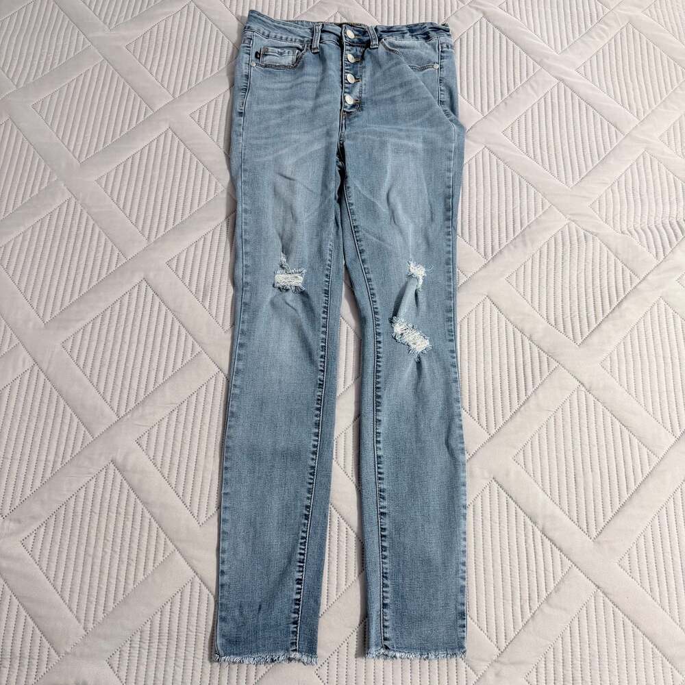 Judy Blue Los Angeles Skinny Fit Light Wash Button Fly Distressed Jeans  5/27